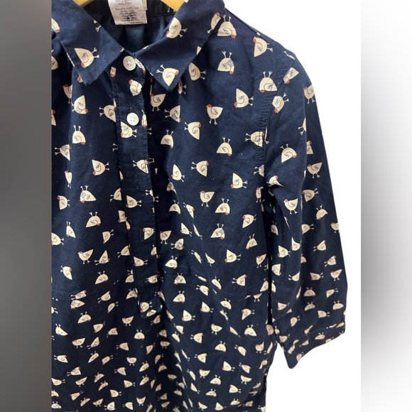 Crewcuts navy blue long sleeves dress with chicken prints dress - Picture 3 of 6